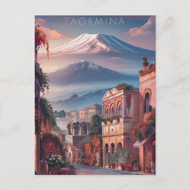 Postal Taormina, Pintura Sicilia Estilista (Anverso)
