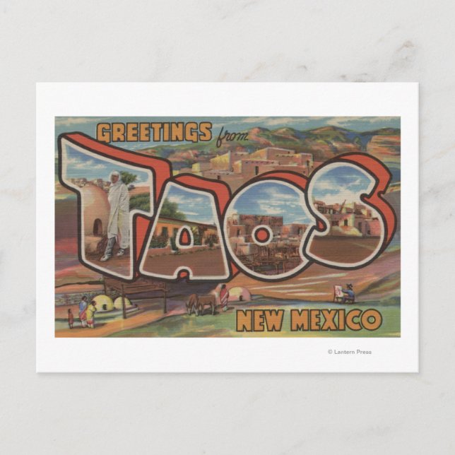 Postal Taos, Nuevo MéxicoGrandes Escenas de letrasTaos, N (Anverso)