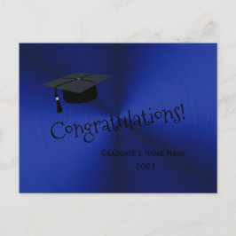 Postal Tapa azul plateada moderna Felicitaciones Graduaci