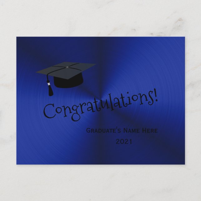 Postal Tapa azul plateada moderna Felicitaciones Graduaci (Anverso)