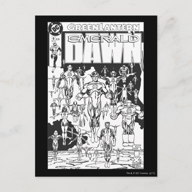 Postal Tapa de amanecer esmeralda, negro y blanco (Anverso)