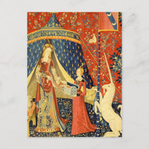 Postal Tapestries de Unicorn Lady Legend Medieval