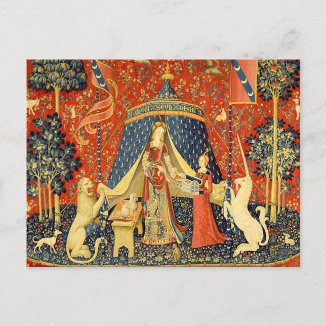 Postal Tapestries de Unicorn Lady Legend Medieval (Anverso)