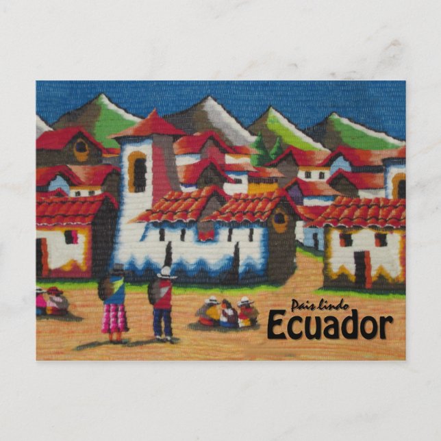 Postal Tapicería típica de Ecuador Otavalo (Anverso)