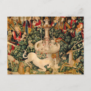 Postal Tapices de Unicornio Medievales Impreso: Met Clois