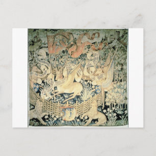 Postal Tapiz de ciervos alados por Jean Fouquet