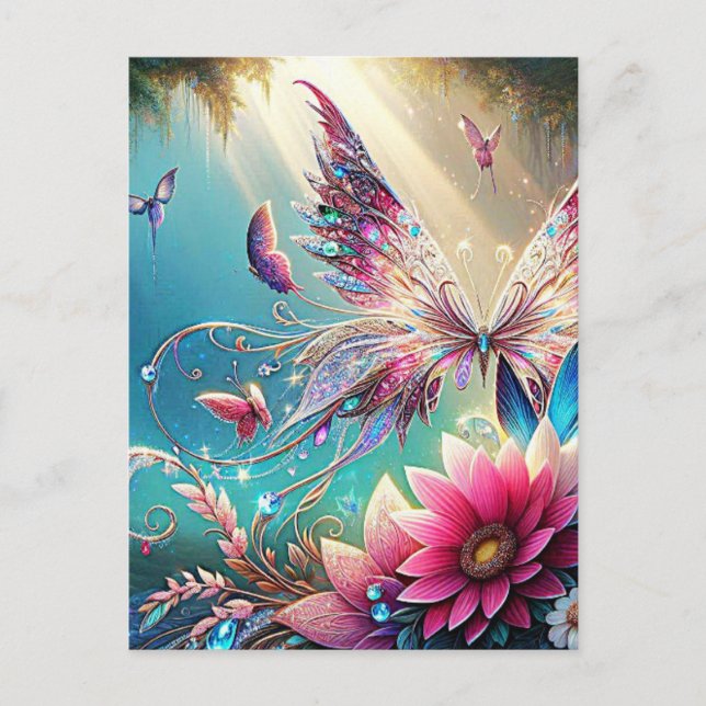 Postal Tapiz de mariposa (Anverso)
