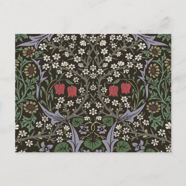 Postal Tapiz floral de William Morris Blackthorn (Anverso)
