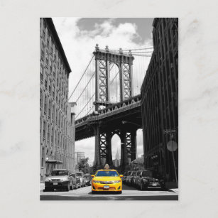 Postal Tapón amarillo cerca del puente Manhattan, Nueva Y