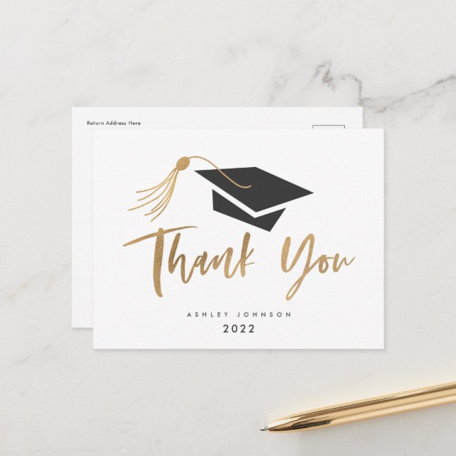 Postal Tapón de graduación y Relieve metalizado dorado Ta (Anverso/Reverso In Situ)