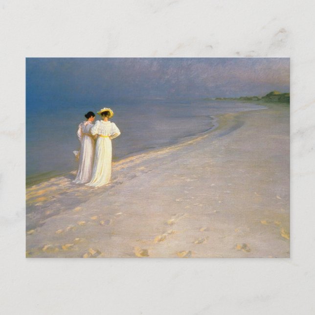 Postal "Tarde de verano en la playa de Skagen" de Kroyer (Anverso)