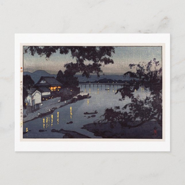 Postal Tarde en el río Chikugo, Hiroshi Yoshida (Anverso)
