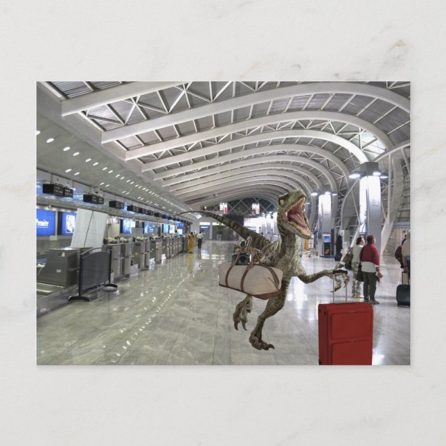 Postal Tarde para el avión Dinosaur Raptor Funny (Anverso)