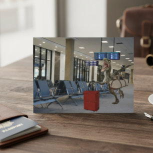 Postal Tarde para el avión Dinosaur Raptor Funny