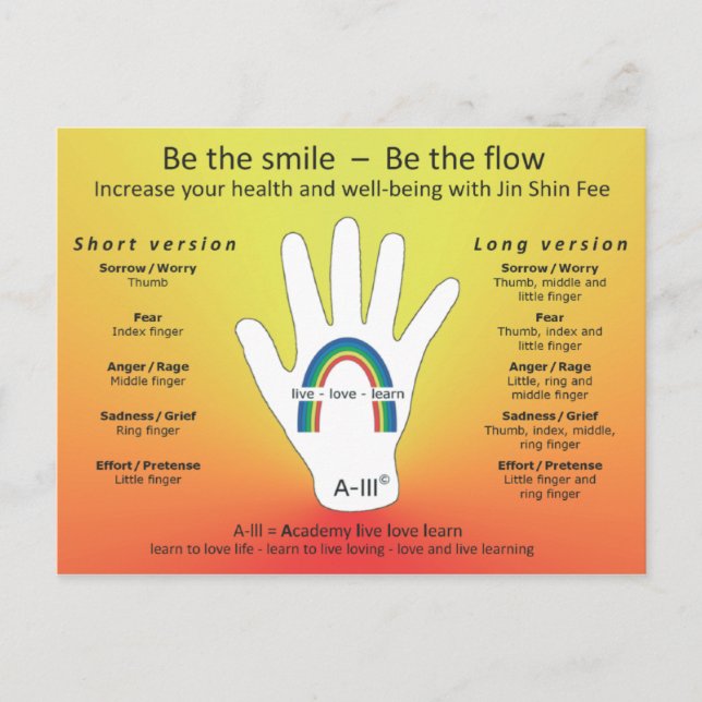 Postal Tarifa de Jin Shin - mano (postal) (Anverso)