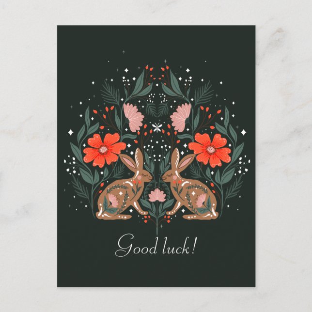 Postal Tarifas con flores y motivos nórdicos (Anverso)