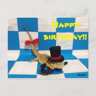 Postal ☆tarjeta de cumpleaños de lagarto ☆