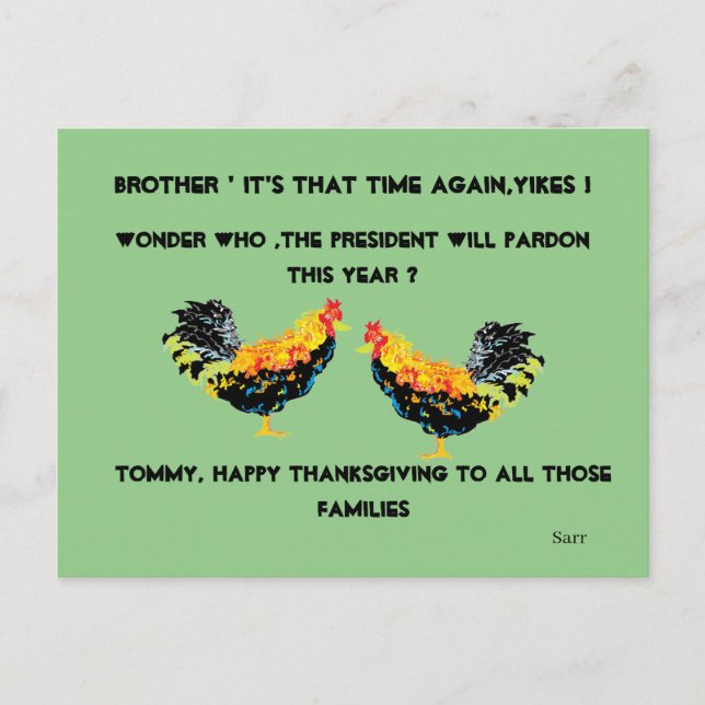 Postal : Tarjeta postal de Acción de Gracias (Anverso)