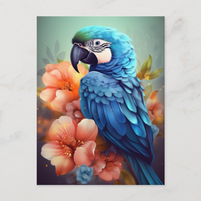 Postal "Tarjetas de felicitación Blue Parrot (Anverso)