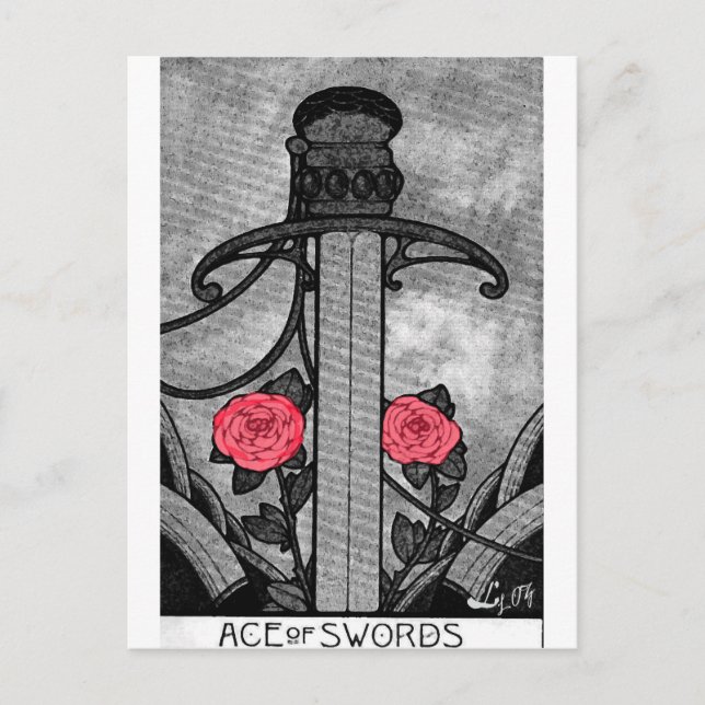 POSTAL TAROT ACE OF SWORDS (Anverso)