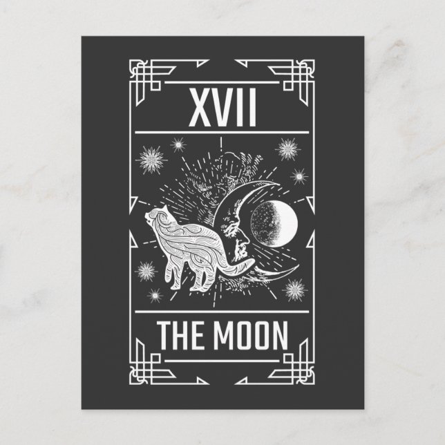 Postal Tarot Card Crescent Moon Occult Cat Gothic Witch (Anverso)