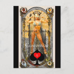 Postal Tarot Card Queen of Spades Thunder_Cove
