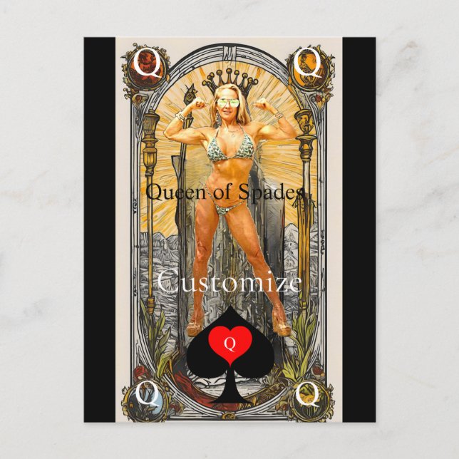 Postal Tarot Card Queen of Spades Thunder_Cove (Anverso)
