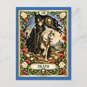 Postal Tarot del gato de la muerte - Transformación y ren