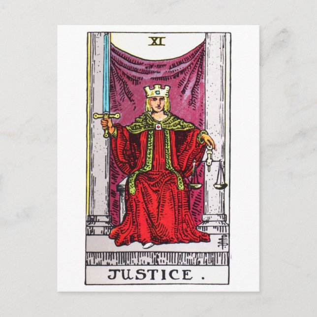 Postal tarot-justicia (Anverso)