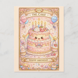 Postal Tarot Kawaii de Cumpleaños “El Pastel” Monísimo pa