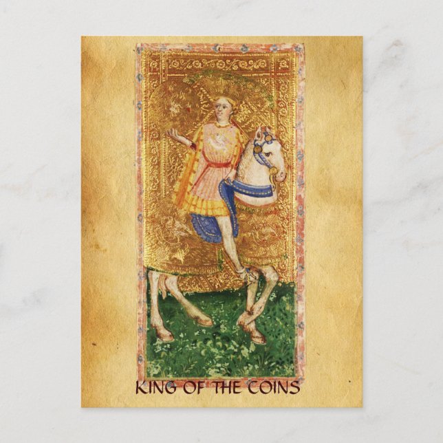 POSTAL TAROTES DE RENACIMIENTO ANTIGUO / REY DE LAS MONED (Anverso)