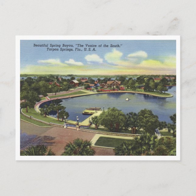 Postal Tarpon Springs Florida Vintage Spring Bayou (Anverso)