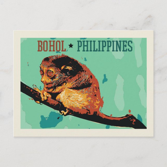 Postal Tarsero filipino, isla de Bohol, Filipinas (Anverso)