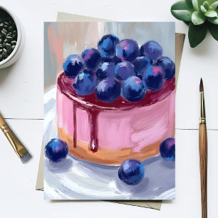 Postal Tarta de Arándanos Pintura Acuarela
