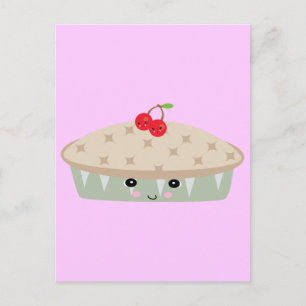 Postal tarta de cereza tan kawaii