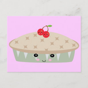 Postal tarta de cereza tan kawaii