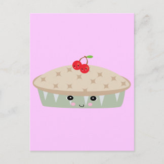 Postal tarta de cerezo de kawaii