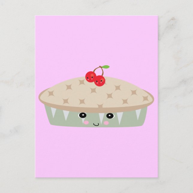 Postal tarta de cerezo de kawaii (Anverso)