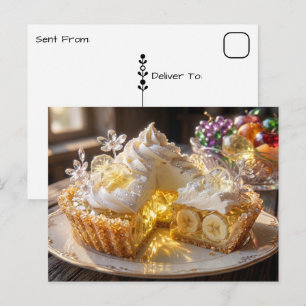 Postal Tarta de crema de plátano de cristal brillante dic