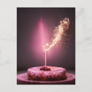 Postal Tarta de cumpleaños con bengala