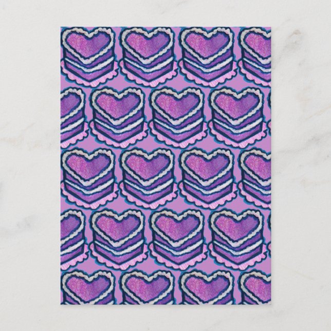 Postal Tarta de cumpleaños con forma de corazón (Anverso)