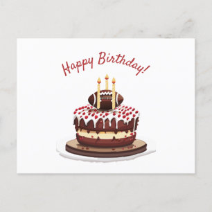Postal Tarta de cumpleaños con fútbol americano