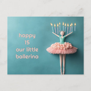 Postal Tarta de cumpleaños de bailarina rosa