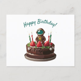 Postal Tarta De Cumpleaños De Chocolate Astronauta