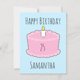 Postal Tarta de cumpleaños rosa