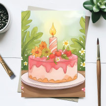 Tarta de cumpleaños rosa | Feliz cumpleaños