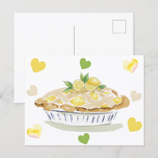 Postal Tarta De Limón Acuarela (Anverso / Reverso)