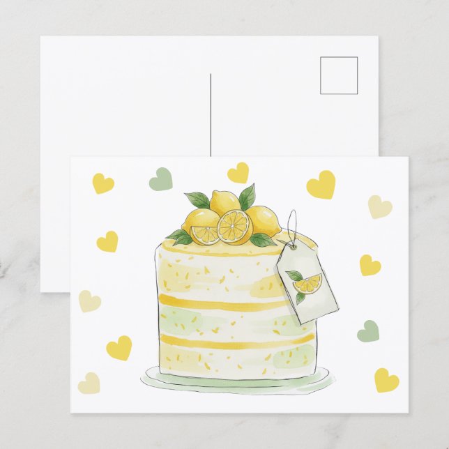 Postal Tarta De Limón Acuarela (Anverso / Reverso)