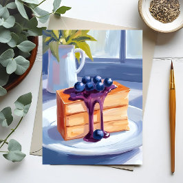 Postal Tarta De Postre De Pastelería De Arándanos Acuarel
