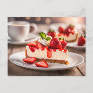 Postal Tarta de queso con fresa